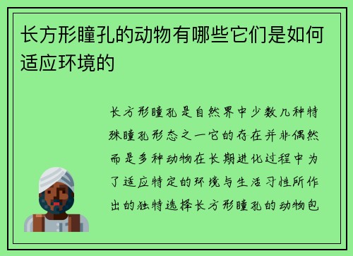长方形瞳孔的动物有哪些它们是如何适应环境的